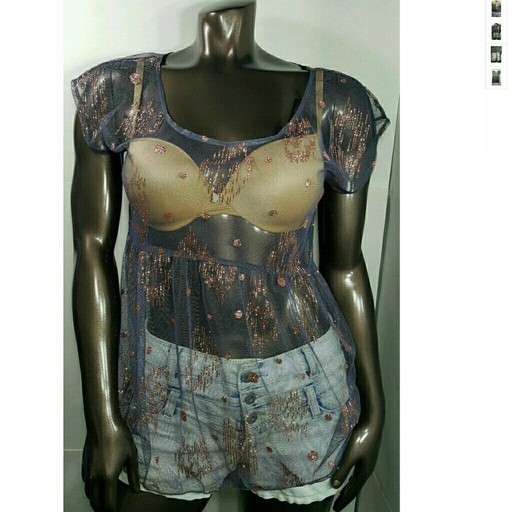 Women's Swim Cover up Grey Rose Gold Sheer